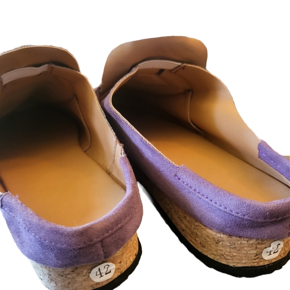Purple Slip-On Clog Mules Suede Leather Feel~Unbranded NEW w/Size 42 Stickers - Picture 3 of 4
